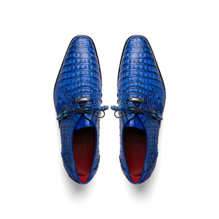 Marco Di Milano Lacio Men's Shoes Blue Exotic Crocodile Derby (MDM1019)