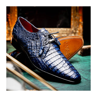 Marco Di Milano Lacio Men's Shoes Navy Exotic Crocodile Derby (MDM1019)