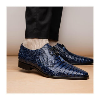 Marco Di Milano Lacio Men's Shoes Navy Exotic Crocodile Derby (MDM1019)