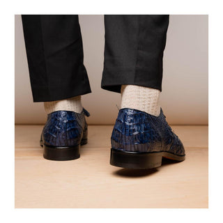 Marco Di Milano Lacio Men's Shoes Navy Exotic Crocodile Derby (MDM1019)