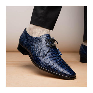 Marco Di Milano Lacio Men's Shoes Navy Exotic Crocodile Derby (MDM1019)
