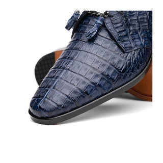 Marco Di Milano Lacio Men's Shoes Navy Exotic Crocodile Derby (MDM1019)