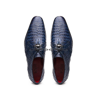 Marco Di Milano Lacio Men's Shoes Navy Exotic Crocodile Derby (MDM1019)