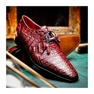 Marco Di Milano Lacio Men's Shoes Wine Exotic Crocodile Derby (MDM1019)