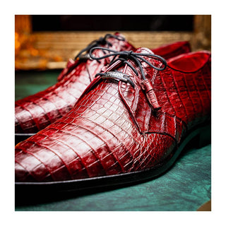 Marco Di Milano Lacio Men's Shoes Wine Exotic Crocodile Derby (MDM1019)