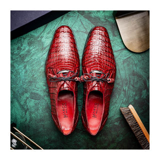 Marco Di Milano Lacio Men's Shoes Wine Exotic Crocodile Derby (MDM1019)