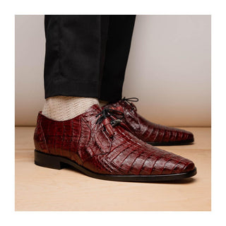 Marco Di Milano Lacio Men's Shoes Wine Exotic Crocodile Derby (MDM1019)