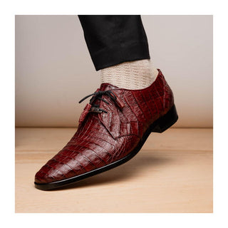 Marco Di Milano Lacio Men's Shoes Wine Exotic Crocodile Derby (MDM1019)