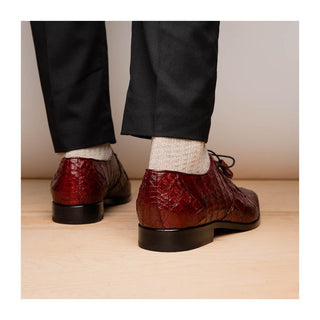 Marco Di Milano Lacio Men's Shoes Wine Exotic Crocodile Derby (MDM1019)