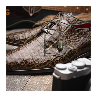 Marco Di Milano Lacio Men's Shoes Green Exotic Crocodile Derby (MDM1019)