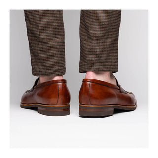 Zelli Italia Lago Men's Shoes Cognac Calf-Skin Leather Slip-On Penny Loafer (ZEL1022)