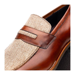 Zelli Italia Lago Men's Shoes Cognac Calf-Skin Leather Slip-On Penny Loafer (ZEL1022)