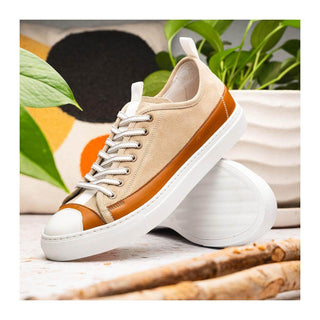 Zelli Italia Lando Men's Shoes Taupe Suede & Calf-Skin Leather Sneaker (ZEL1052)