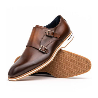 Zelli Italia Legerra Men's Shoes Brown Calf-Skin Leather Monk-Strap (ZEL1075)