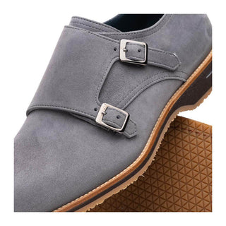 Zelli Italia Legerra Men's Shoes Gray Goat-Skin Suede Monk-Strap (ZEL1073)