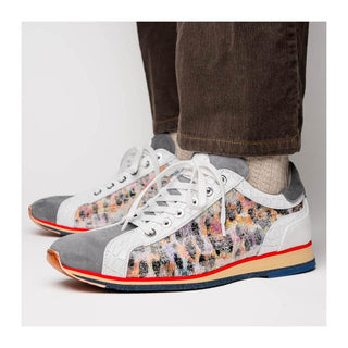 Zelli Italia Leo Men's Shoes Gray Multi Goat-Skin Suede Sneaker (ZEL1060)