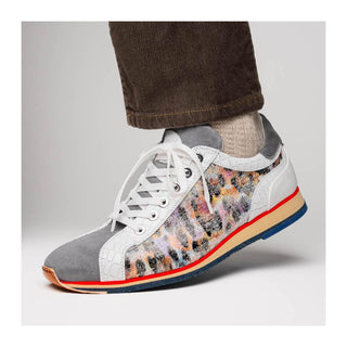 Zelli Italia Leo Men's Shoes Gray Multi Goat-Skin Suede Sneaker (ZEL1060)