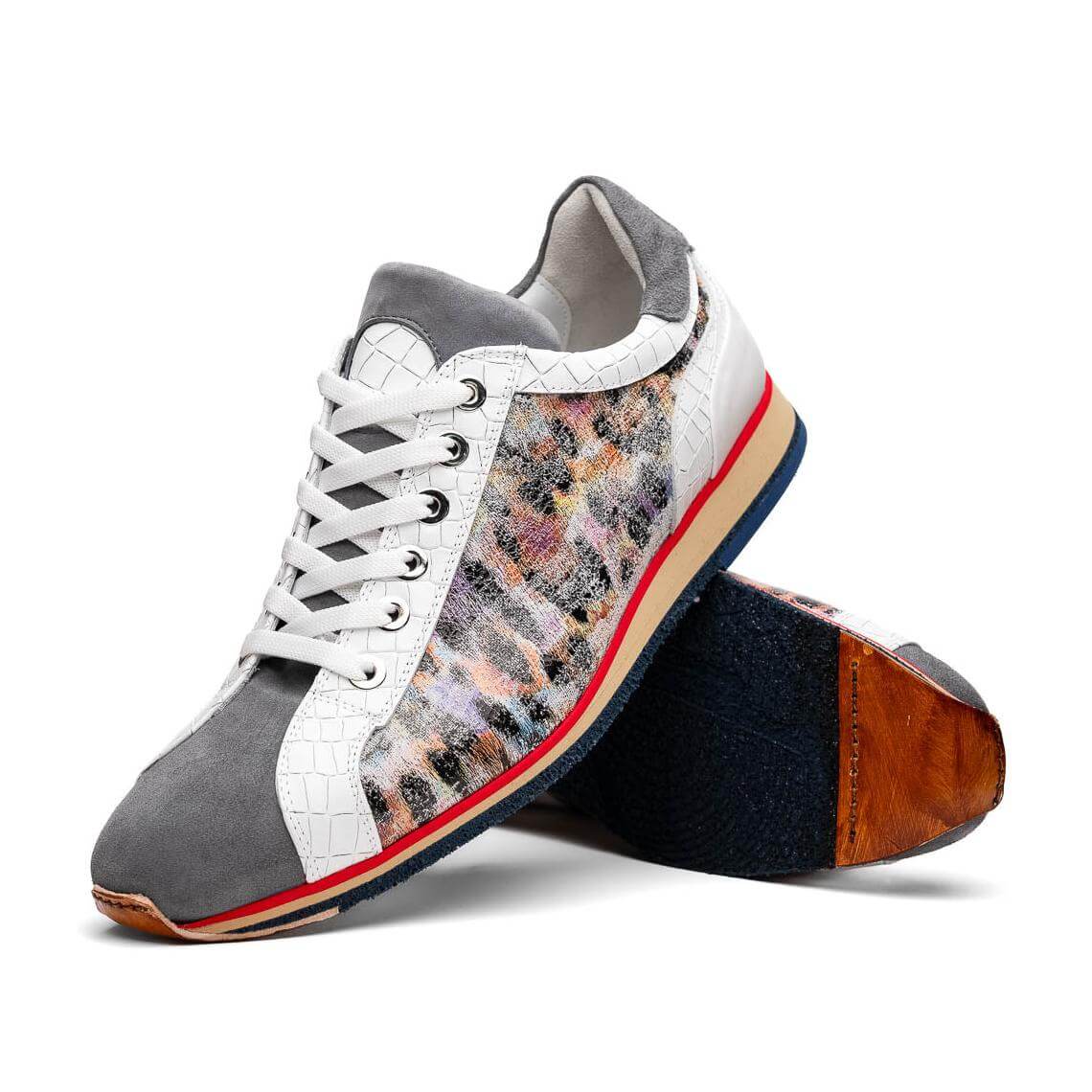 Zelli Italia Leo Men's Shoes Gray Multi Goat-Skin Suede Sneaker