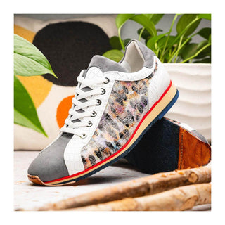 Zelli Italia Leo Men's Shoes Gray Multi Goat-Skin Suede Sneaker (ZEL1060)