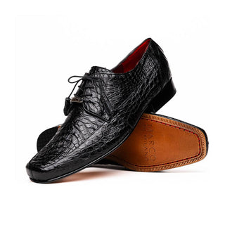 Marco Di Milano Leonardo Men's Shoes Black Genuine Caiman Crocodile Derby (MDM1147)