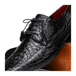 Marco Di Milano Leonardo Men's Shoes Black Genuine Caiman Crocodile Derby (MDM1147)