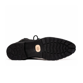 Marco Di Milano Leoni Men's Shoes Black Genuine Caiman Crocodile Rugged Boots (MDM1089)