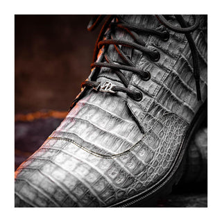 Marco Di Milano Leoni Men's Shoes Gray Genuine Caiman Crocodile Rugged Boots (MDM1089)