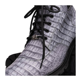 Marco Di Milano Leoni Men's Shoes Gray Genuine Caiman Crocodile Rugged Boots (MDM1089)