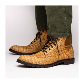 Marco Di Milano Leoni Men's Shoes Orix Genuine Caiman Crocodile Rugged Boots (MDM1089)