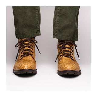 Marco Di Milano Leoni Men's Shoes Orix Genuine Caiman Crocodile Rugged Boots (MDM1089)
