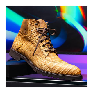 Marco Di Milano Leoni Men's Shoes Orix Genuine Caiman Crocodile Rugged Boots (MDM1089)