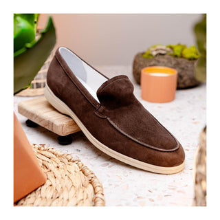 Zelli Italia Livorno Men's Shoes Mocha Goat-Skin Suede Slip-On Loafer (ZEL1030)