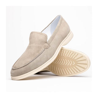 Zelli Italia Livorno Men's Shoes Bone Goat-Skin Suede Slip-On Loafer (ZEL1030)