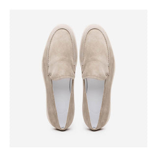 Zelli Italia Livorno Men's Shoes Bone Goat-Skin Suede Slip-On Loafer (ZEL1030)