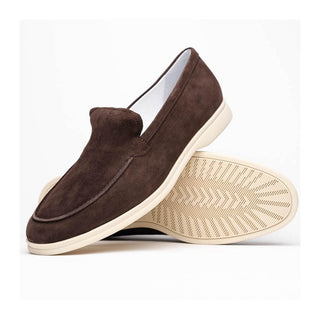 Zelli Italia Livorno Men's Shoes Mocha Goat-Skin Suede Slip-On Loafer (ZEL1030)