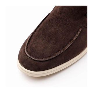 Zelli Italia Livorno Men's Shoes Mocha Goat-Skin Suede Slip-On Loafer (ZEL1030)