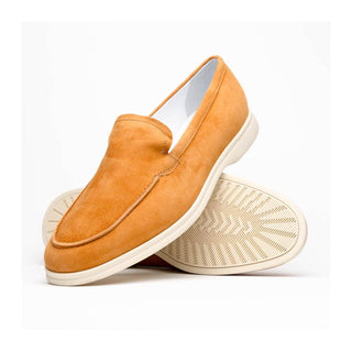 Zelli Italia Livorno Men's Shoes Cognac Goat-Skin Suede Slip-On Loafer (ZEL1030)