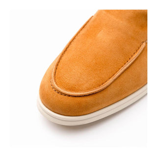 Zelli Italia Livorno Men's Shoes Cognac Goat-Skin Suede Slip-On Loafer (ZEL1030)