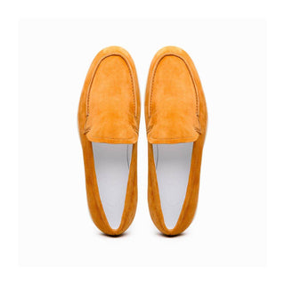 Zelli Italia Livorno Men's Shoes Cognac Goat-Skin Suede Slip-On Loafer (ZEL1030)