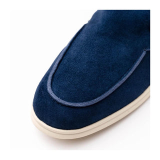 Zelli Italia Livorno Men's Shoes Navy Goat-Skin Suede Slip-On Loafer (ZEL1030)