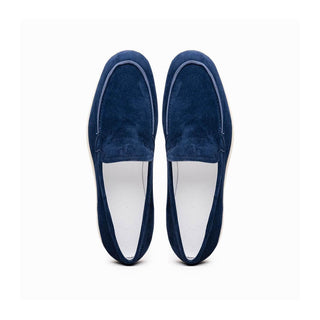 Zelli Italia Livorno Men's Shoes Navy Goat-Skin Suede Slip-On Loafer (ZEL1030)