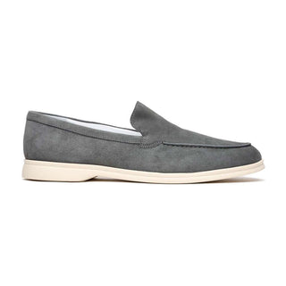 Zelli Italia Livorno Men's Shoes Gray Goat-Skin Suede Slip-On Loafer (ZEL1030)