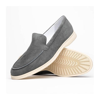 Zelli Italia Livorno Men's Shoes Gray Goat-Skin Suede Slip-On Loafer (ZEL1030)