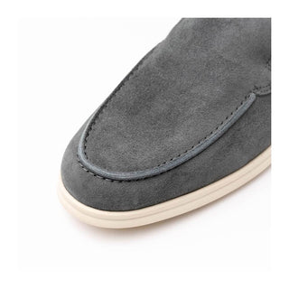 Zelli Italia Livorno Men's Shoes Gray Goat-Skin Suede Slip-On Loafer (ZEL1030)
