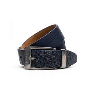 Marco Di Milano Lucca Men's Navy & Black Genuine Ostrich / Stingray Skin Belts (MDMB1046)