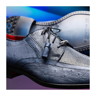 Marco Di Milano Lucca Men's Shoes Navy Exotic Stingray / Ostrich Derby's (MDM1105)