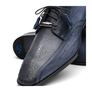 Marco Di Milano Lucca Men's Shoes Navy Exotic Stingray / Ostrich Derby's (MDM1105)