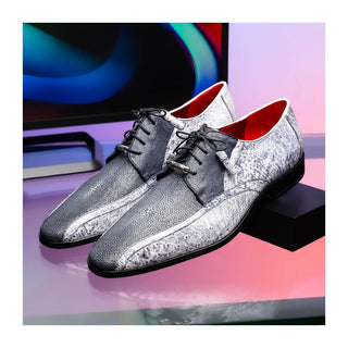 Marco Di Milano Lucca Men's Shoes Newspaper Exotic Stingray / Ostrich Derby's (MDM1105)