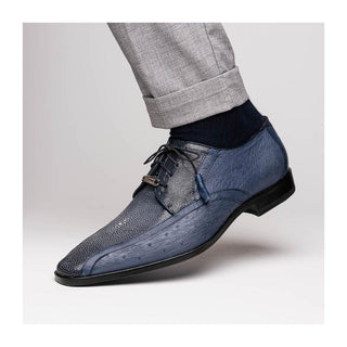 Marco Di Milano Lucca Men's Shoes Navy Exotic Stingray / Ostrich Derby's (MDM1105)