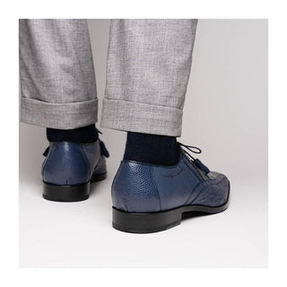 Marco Di Milano Lucca Men's Shoes Navy Exotic Stingray / Ostrich Derby's (MDM1105)